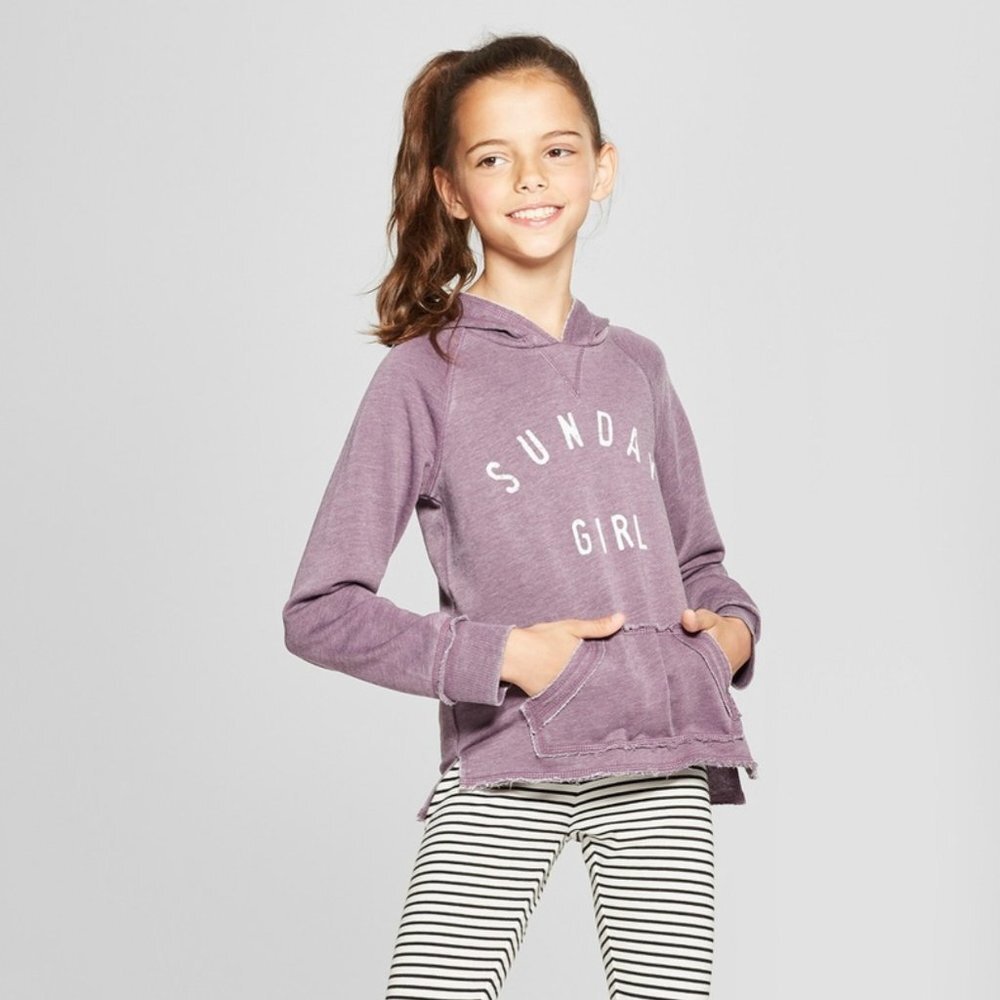 GRAYSON SOCIAL | Purple "SUNDAY GIRL" Hoodie Sweatshirt Sz L
